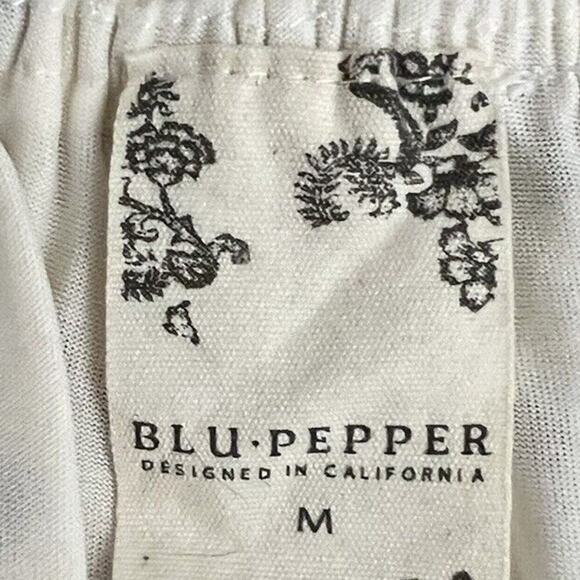 Blu pepper Chocolate Brown Polka Dot Peplum Top Women’s Sz M Semi-Sheer Sleeves - Picture 6 of 8